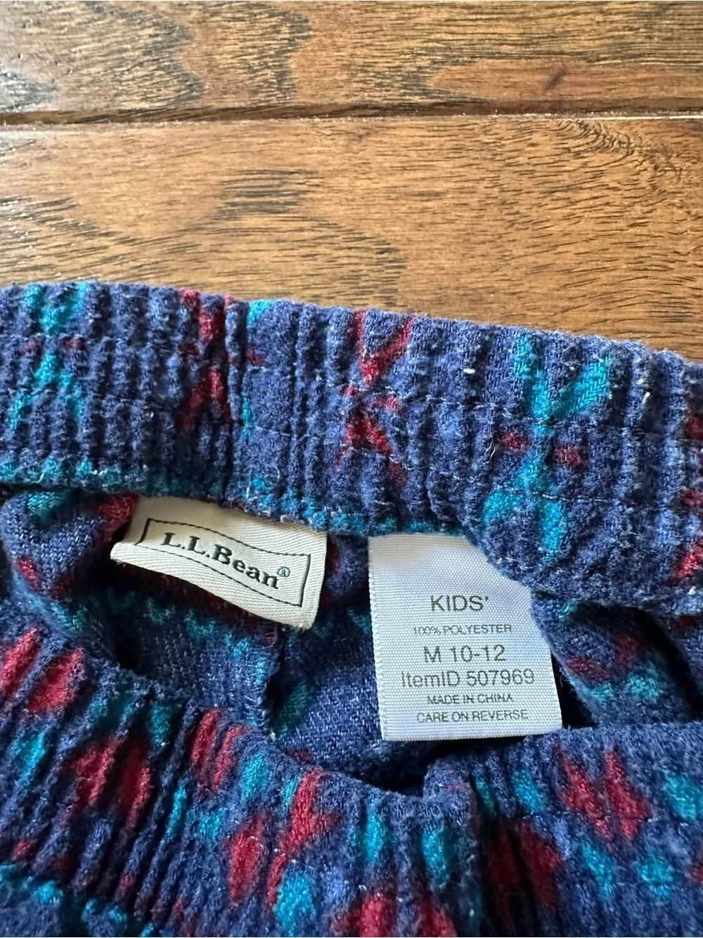 LL Bean Kids Blue Patterned Fleece Pants Size 8-10